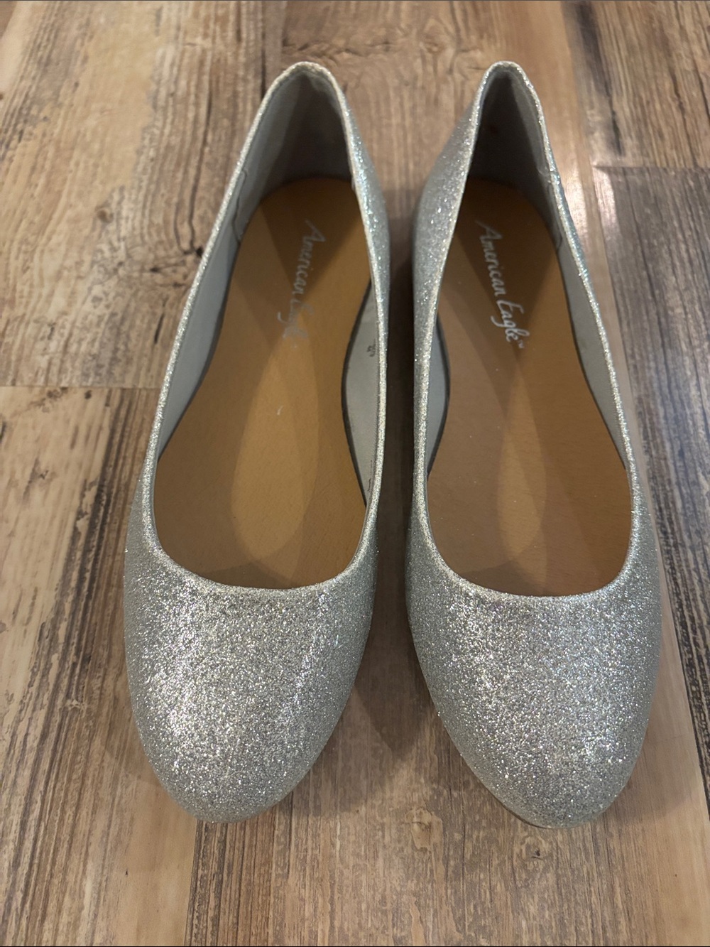 American Eagle Glittery Silver Ballet Flats - Size 8